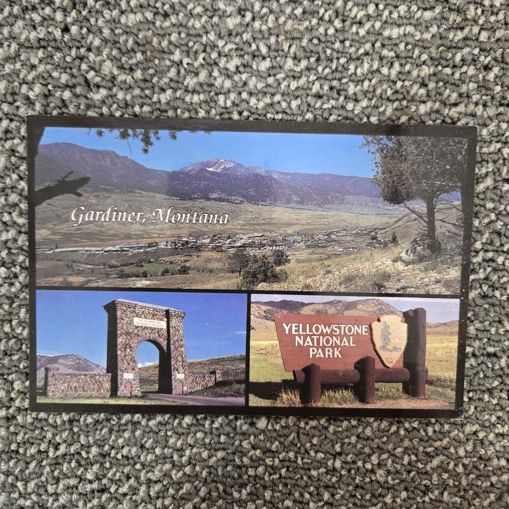Gardiner Montana Yellowstone National Park North Entrance Roosevelt Arch Postcar